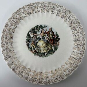 Vintage Sebring Chantilly 22K Gold Rim Plate | Colonial Courting Scene | 10”
